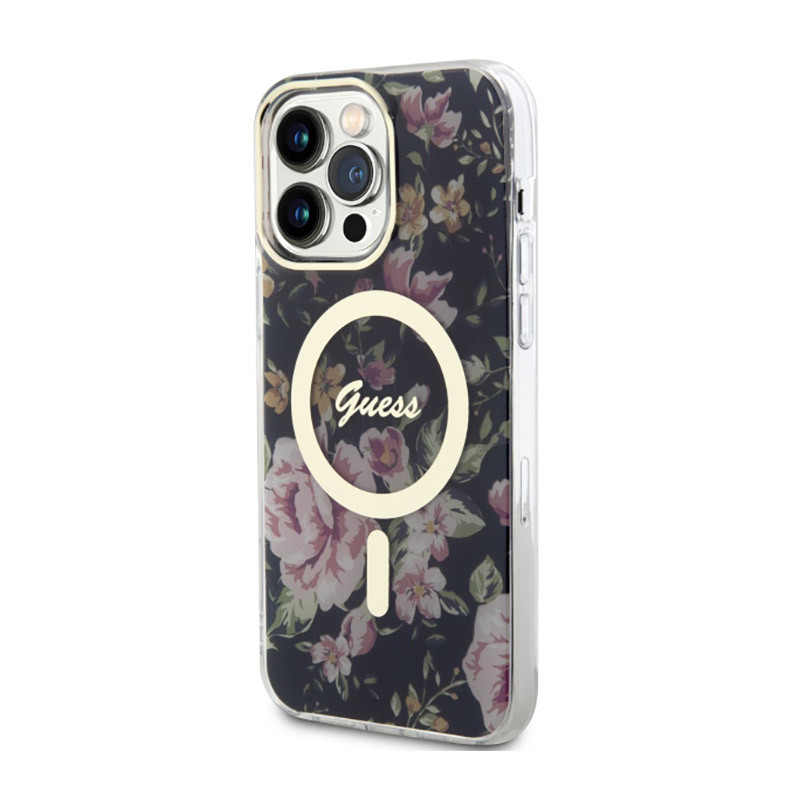 Etui Do iPhone 14 Pro Max Guess Flower MagSafe...
