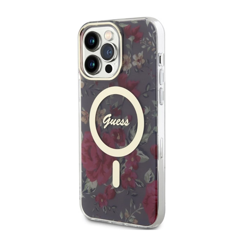 Etui Do iPhone 14 Pro Max Guess Flower MagSafe...