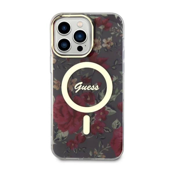 Etui Do iPhone 14 Pro Max Guess Flower MagSafe Zielony