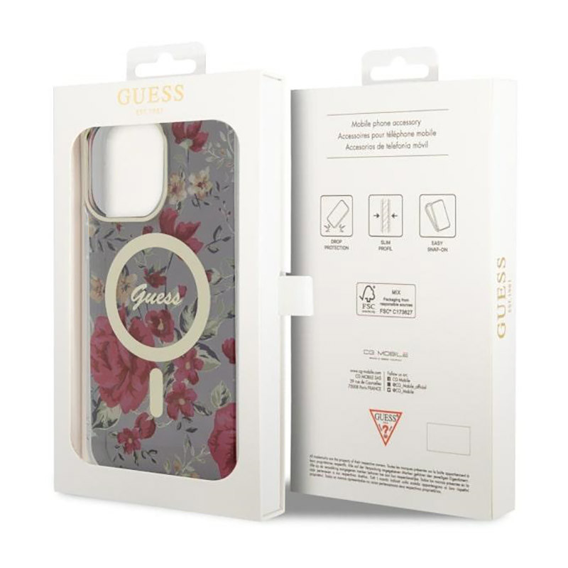 Etui Do iPhone 14 Pro Max Guess Flower MagSafe...