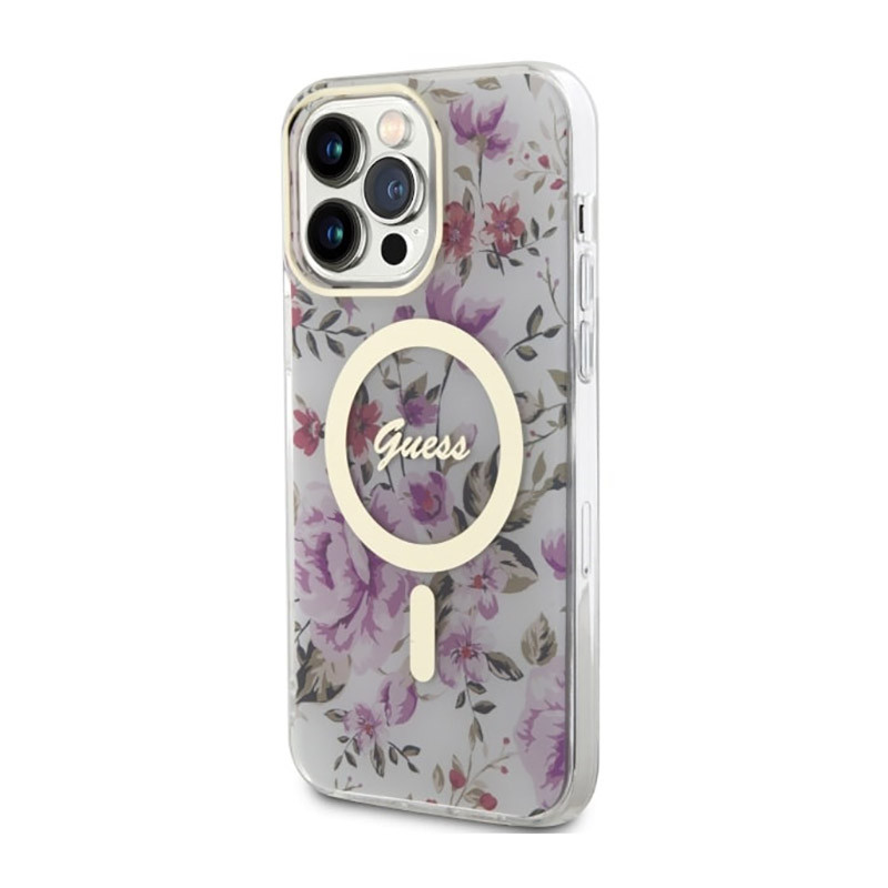 Etui Do iPhone 14 Pro Max Guess Flower MagSafe...