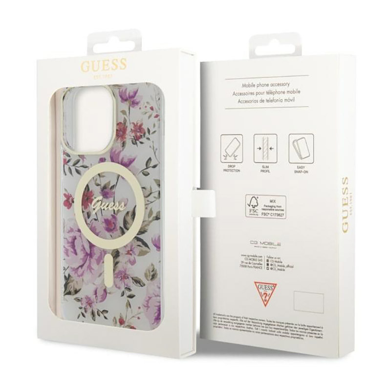 Etui Do iPhone 14 Pro Max Guess Flower MagSafe...