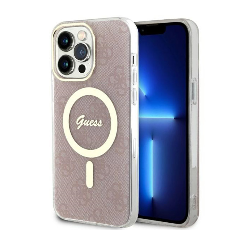 Etui Do iPhone 14 Pro Max Guess 4G MagSafe Różowy