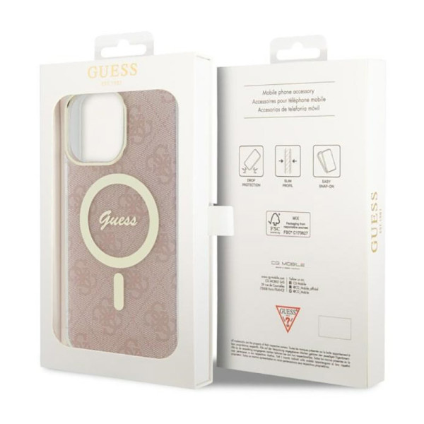 Etui Do iPhone 14 Pro Max Guess 4G MagSafe Różowy