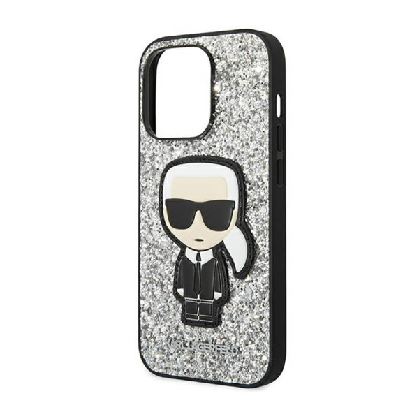 Etui Do iPhone 14 Pro Max Karl Lagerfeld Glitter Flakes Ikonik Srebrny