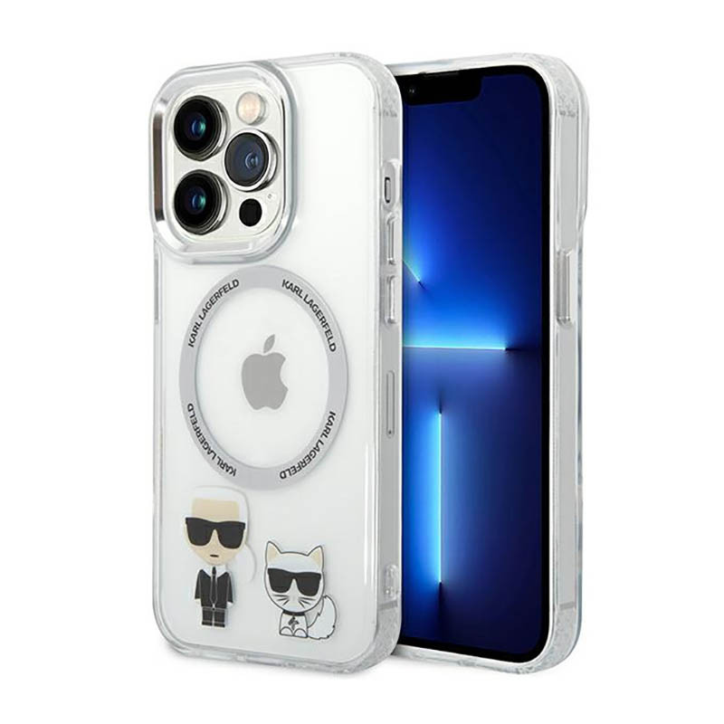 Etui Do iPhone 14 Pro Max Karl Lagerfeld Karl & Choupette Aluminium MagSafe Przezroczysty