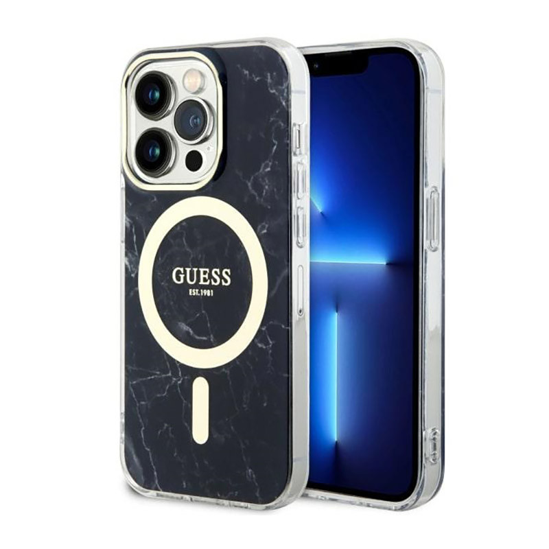 Etui Do iPhone 14 Pro Max Guess Marble MagSafe Czarny