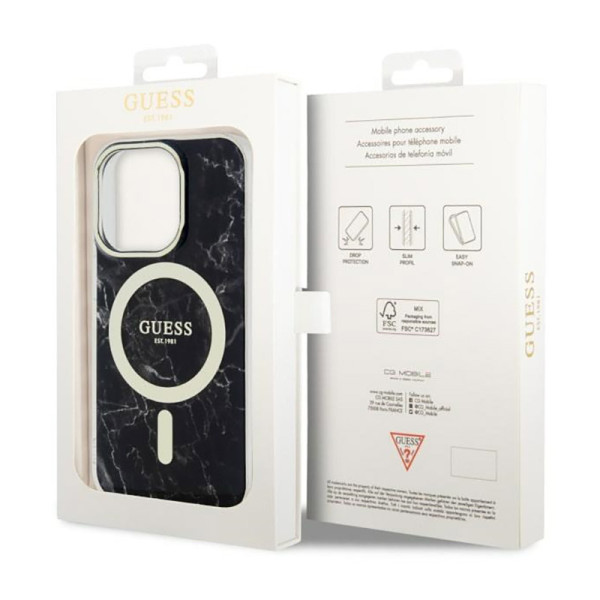 Etui Do iPhone 14 Pro Max Guess Marble MagSafe Czarny