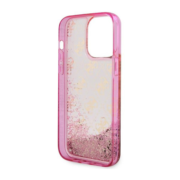 Etui Do iPhone 14 Pro Max Guess Liquid Glitter Transculent 4G Różowy