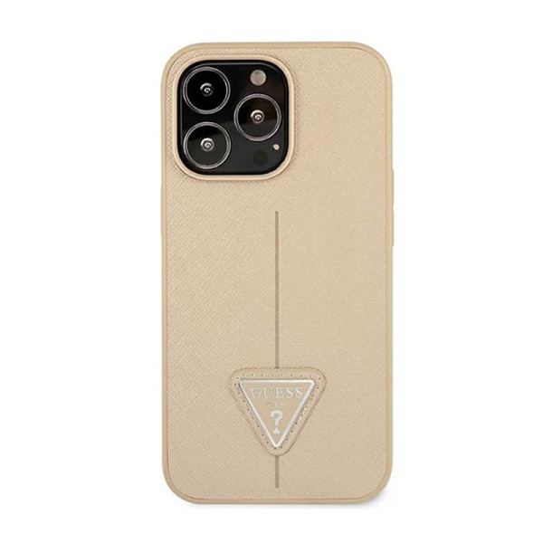 iPhone 14 Pro Max Guess Saffiano Triangle Logo Case Etui Do Beżowy