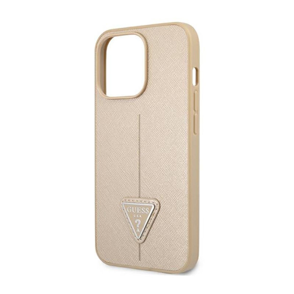 iPhone 14 Pro Max Guess Saffiano Triangle Logo Case Etui Do Beżowy