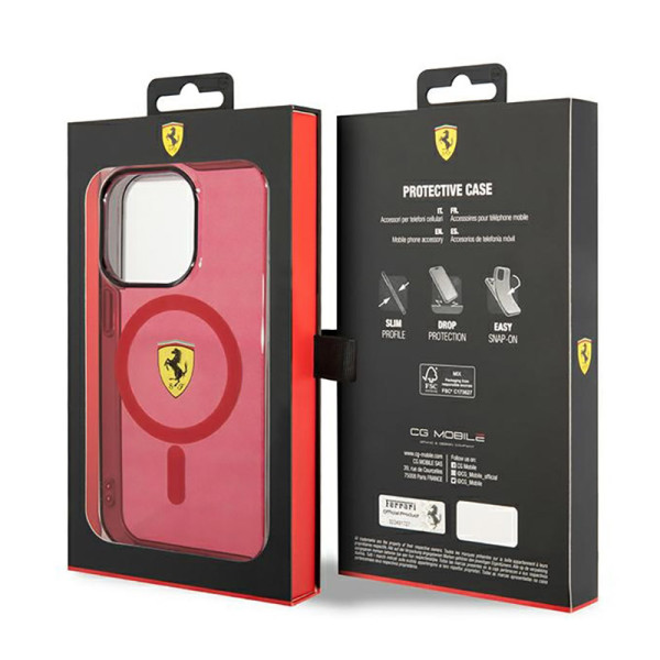 Etui Do iPhone 14 Pro Max Ferrari Translucent MagSafe Czerwony