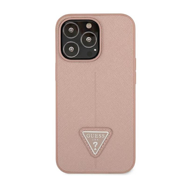 Etui Do iPhone 14 Pro Max Guess Saffiano Triangle Logo Case Różowy