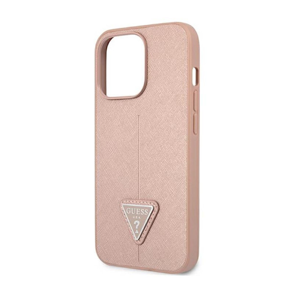 Etui Do iPhone 14 Pro Max Guess Saffiano Triangle Logo Case Różowy