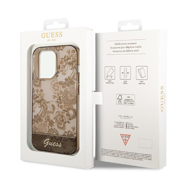 Etui Do iPhone 14 Pro Max Guess Porcelain Collection Brązowy