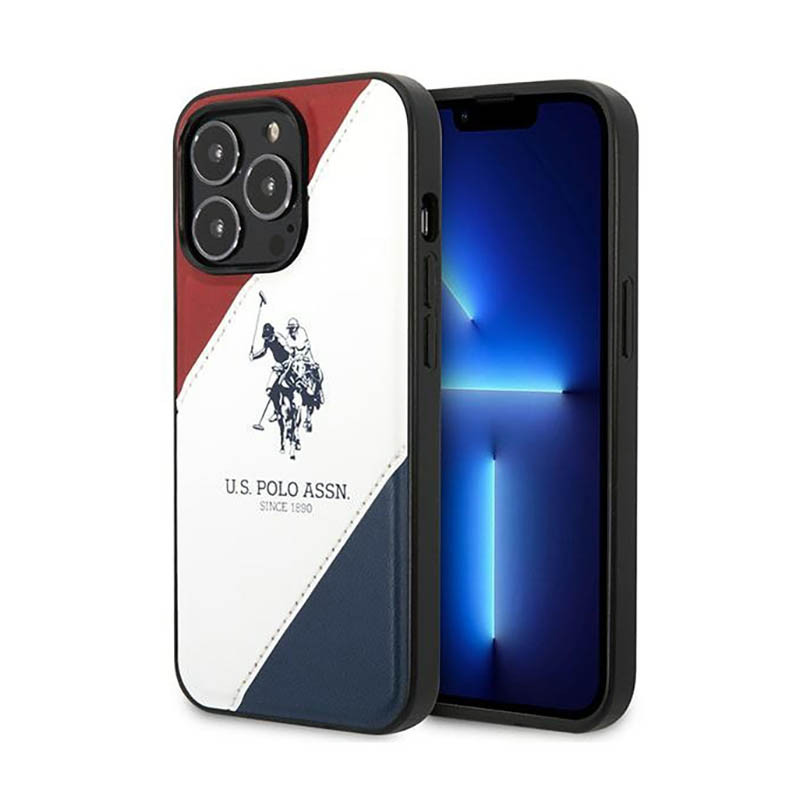 Etui Do iPhone 14 Pro Max Us Polo Assn Tricolor Embossed Biały