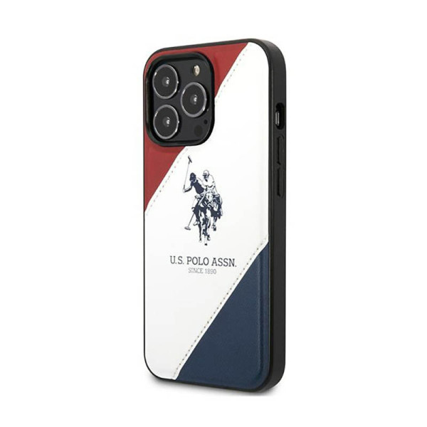 Etui Do iPhone 14 Pro Max Us Polo Assn Tricolor Embossed Biały
