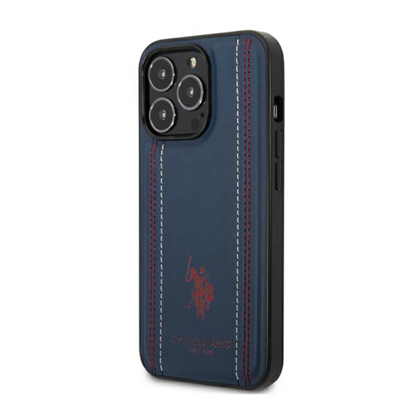 Etui Do iPhone 14 Pro Max Us Polo Assn Leather Stitch Niebieski