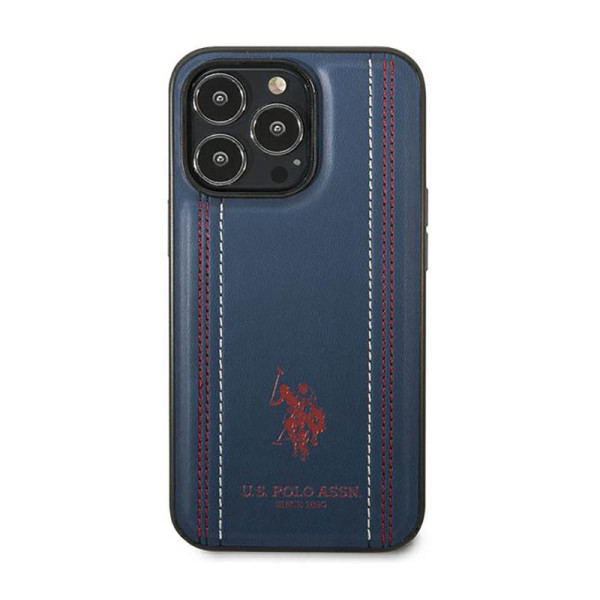 Etui Do iPhone 14 Pro Max Us Polo Assn Leather Stitch Niebieski