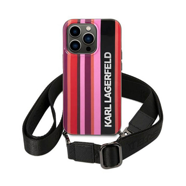 Etui Do iPhone 14 Pro Max Karl Lagerfeld Color Stripes Strap Różowy