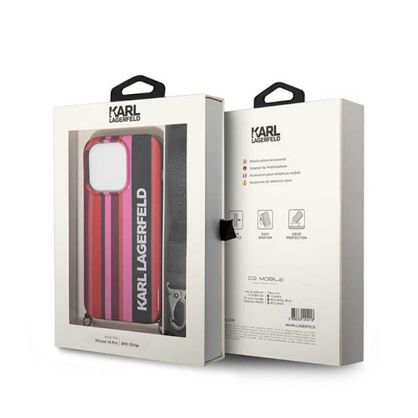 Etui Do iPhone 14 Pro Max Karl Lagerfeld Color Stripes Strap Różowy