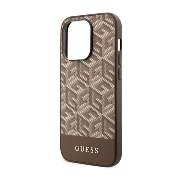 Etui Do iPhone 14 Pro Max Guess Gcube Stripes MagSafe Brązowy