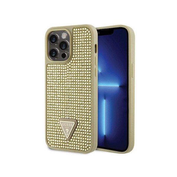 Etui Do iPhone 14 Pro Max Guess Rhinestone Triangle Złoty
