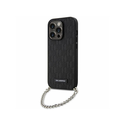 Etui Do iPhone 14 Pro Max Karl Lagerfeld Saffiano Monogram Chain Czarny