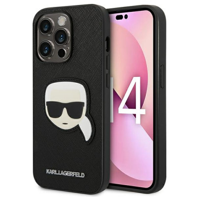 Etui Do iPhone 14 Pro Karl Lagerfeld Saffiano Karl Head Patch Case Czarny
