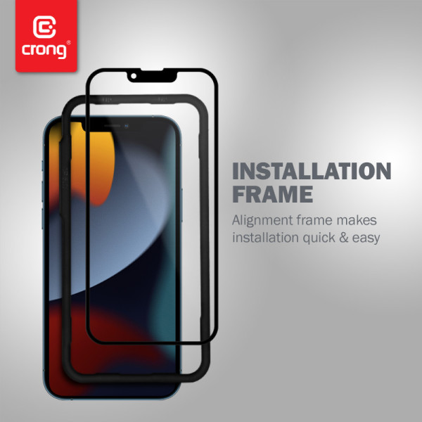 Szkło Hartowane 9H Na Cały Ekran iPhone 14 Plus / iPhone 13 Pro Max + Ramka Instalacyjna Crong Anti-Bacterial 3D Armour Glass