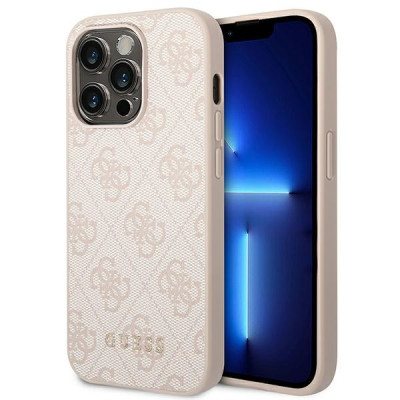 Etui Do iPhone 14 Pro Guess 4G Metal Gold Logo Różowy
