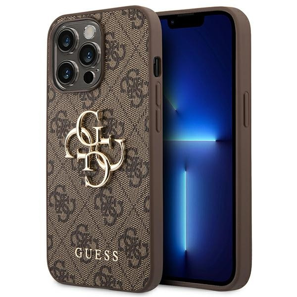 Etui Do iPhone 14 Pro Guess 4G Big Metal Logo Brązowy
