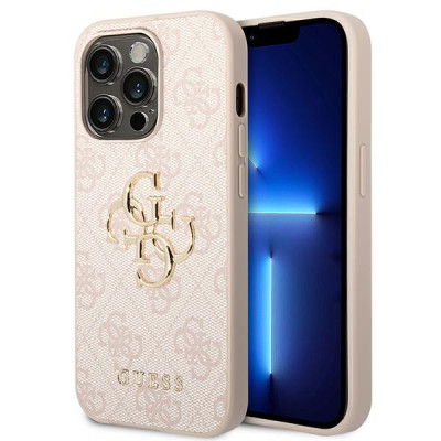 Etui Do iPhone 14 Pro Guess 4G Big Metal Logo Różowy