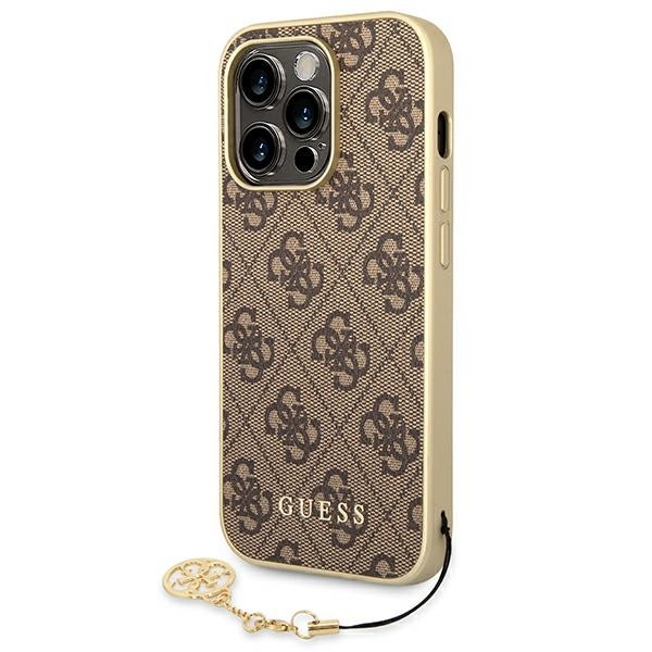 Etui Do iPhone 14 Pro Guess 4G Charms Collection Brązowy