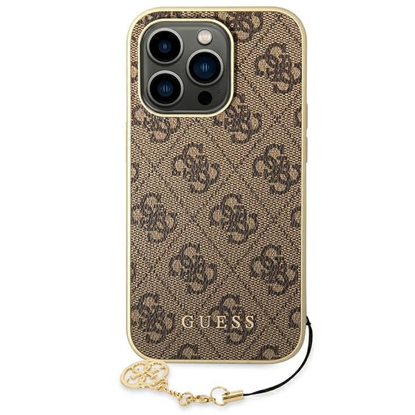 Etui Do iPhone 14 Pro Guess 4G Charms Collection Brązowy