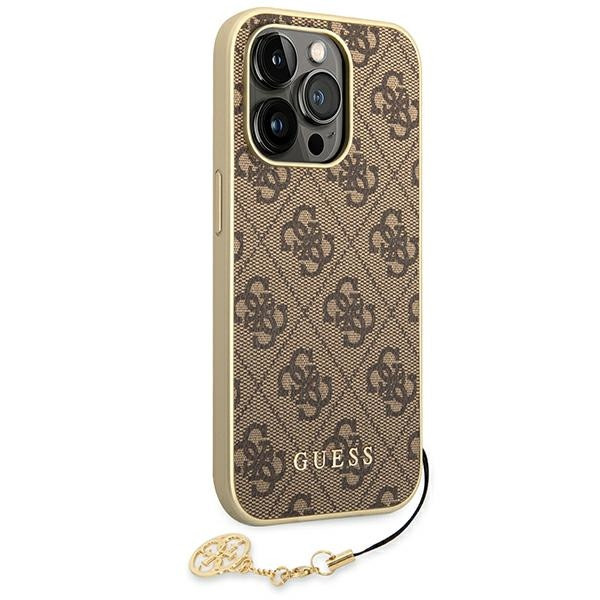 Etui Do iPhone 14 Pro Guess 4G Charms Collection Brązowy