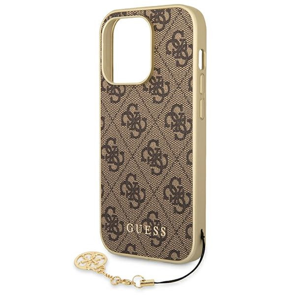 Etui Do iPhone 14 Pro Guess 4G Charms Collection Brązowy