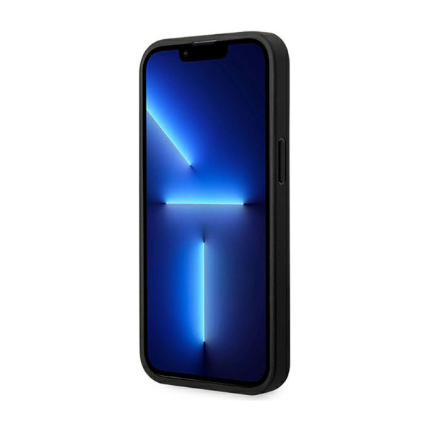 Etui Do iPhone 14 Pro BMW Leather Carbon Blue Line Czarny