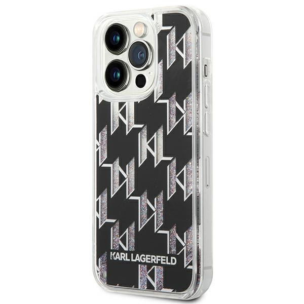 Etui Do iPhone 14 Pro Karl Lagerfeld Monogram Liquid Glitter Czarny