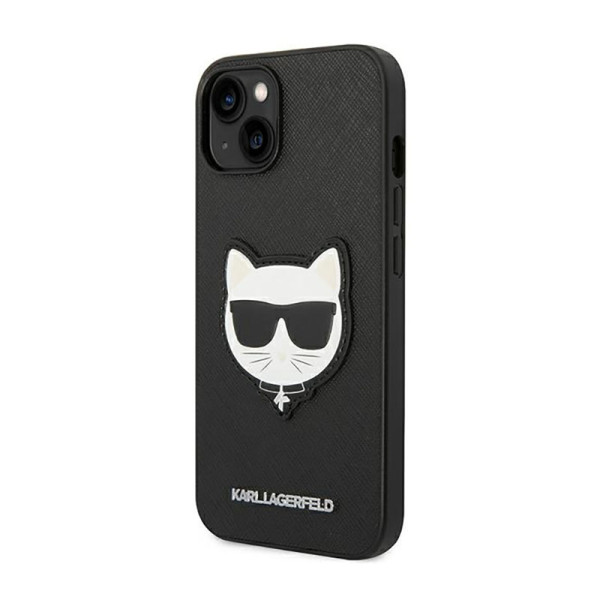 Etui Do iPhone 14 Plus Karl Lagerfeld Saffiano Choupette Head Patch Case Czarny