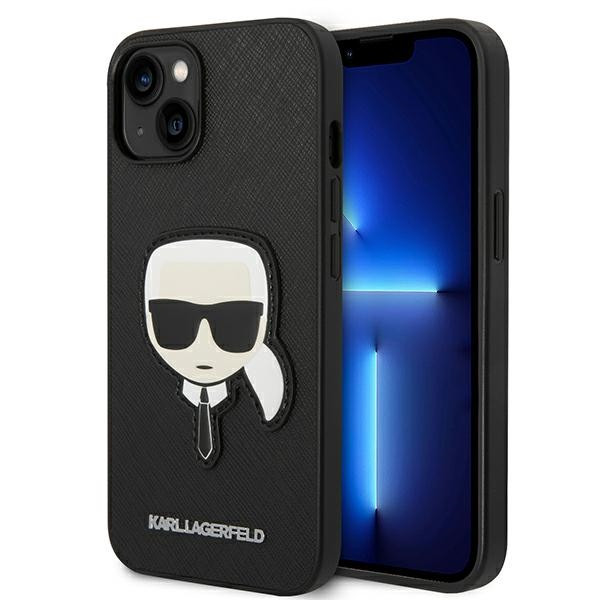 Etui Do iPhone 14 Plus Karl Lagerfeld Saffiano Karl Head Patch Case Czarny
