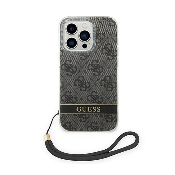 Etui Ze Smyczką Do iPhone 14 Pro Guess 4G Print Cord Czarny