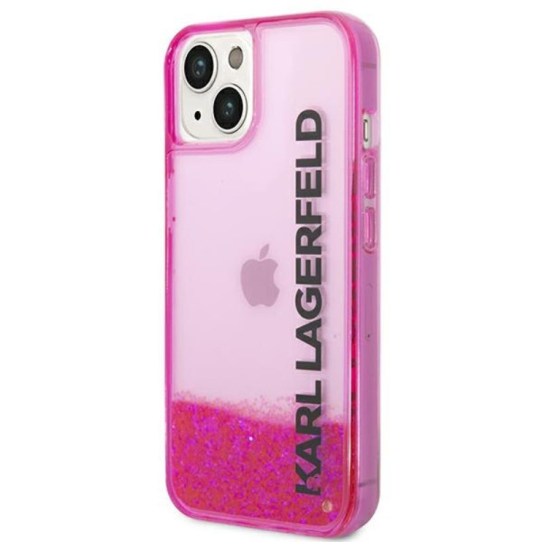 Etui Do iPhone 14 Plus Karl Lagerfeld Liquid Glitter Translucent Elongated Logo Case Różowy