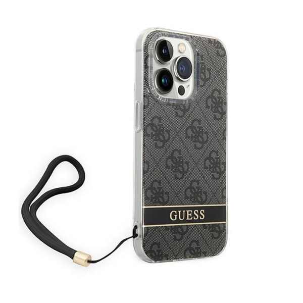 Etui Ze Smyczką Do iPhone 14 Pro Guess 4G Print Cord Czarny