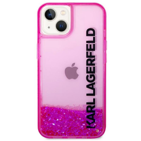 Etui Do iPhone 14 Plus Karl Lagerfeld Liquid Glitter Translucent Elongated Logo Case Różowy