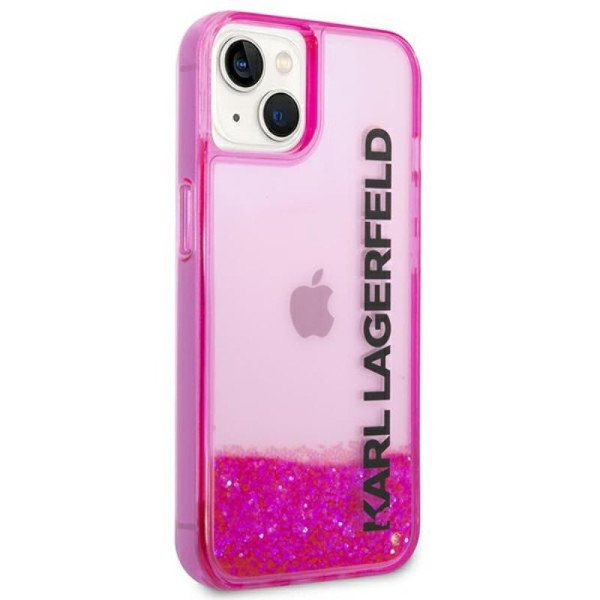 Etui Do iPhone 14 Plus Karl Lagerfeld Liquid Glitter Translucent Elongated Logo Case Różowy