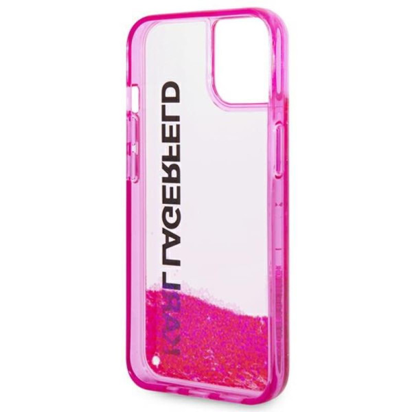 Etui Do iPhone 14 Plus Karl Lagerfeld Liquid Glitter Translucent Elongated Logo Case Różowy