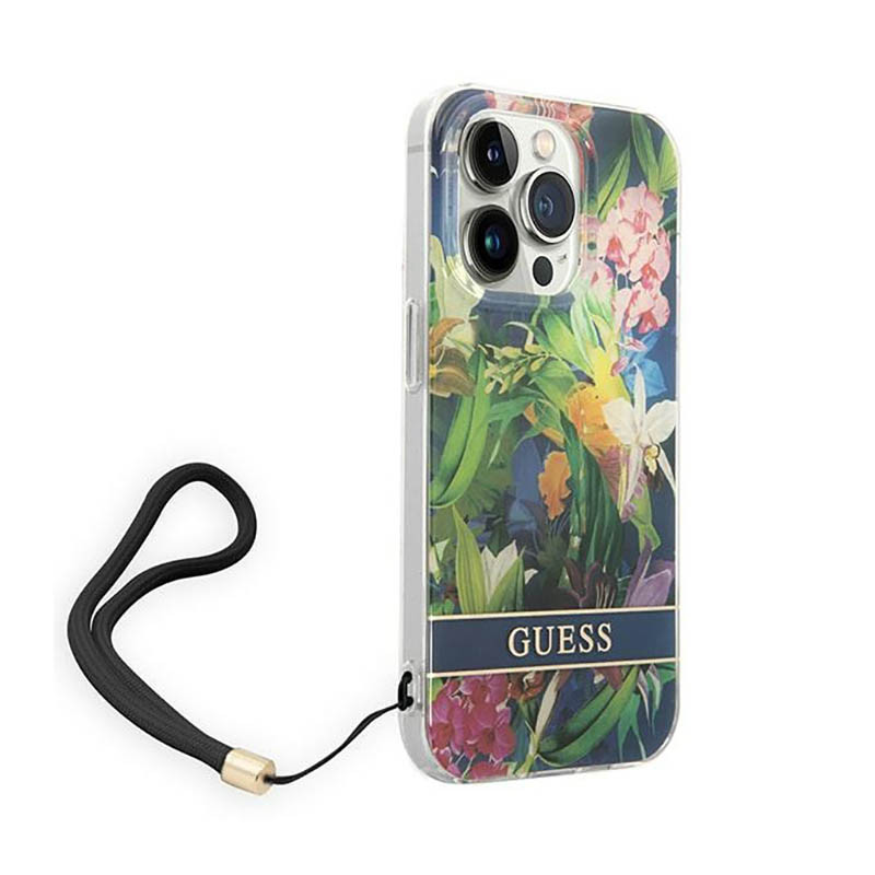 Etui Ze Smyczką Do iPhone 14 Pro Guess Flower...