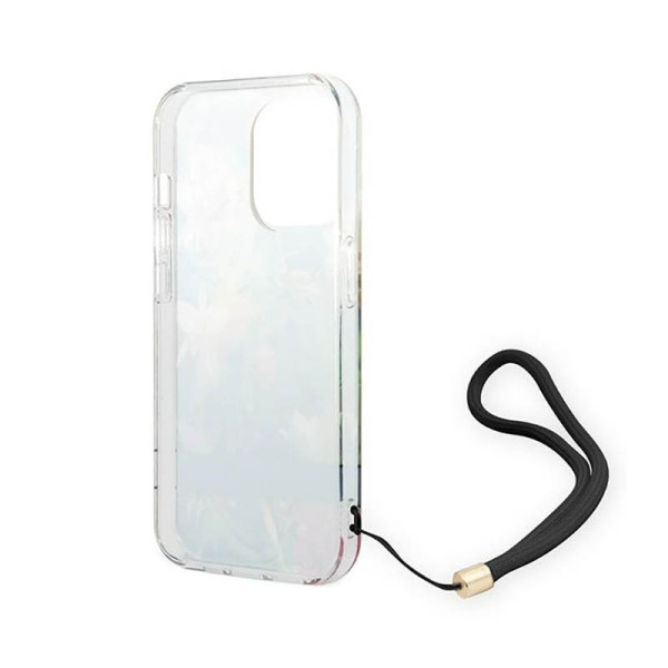Etui Ze Smyczką Do iPhone 14 Pro Guess Flower Cord Niebieski