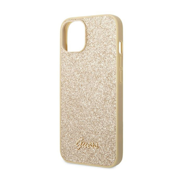 Etui Do iPhone 14 Plus Guess Glitter Flakes Metal Logo Case Złoty